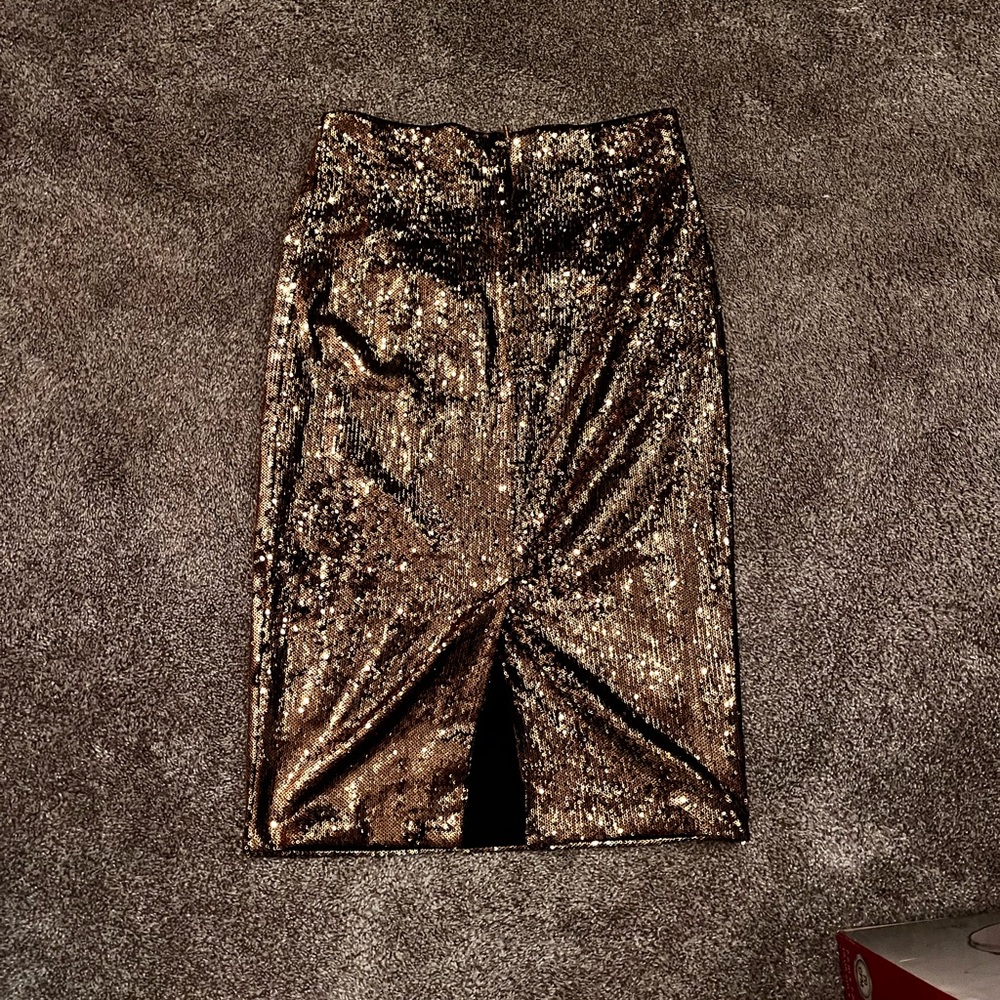 Michael by Michael Kors Gold Sequin Midi Skirt